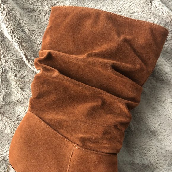 Chase & Chloe tan rust color block heel boots 7.5 - Picture 14 of 16